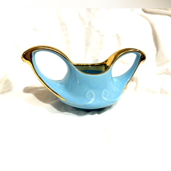 22KG ⏬Pearl ChinaCo Ceramic MCM AQUA Sky SugarBowl/Hand Painted/USA Decor Home - Picture 4 of 6